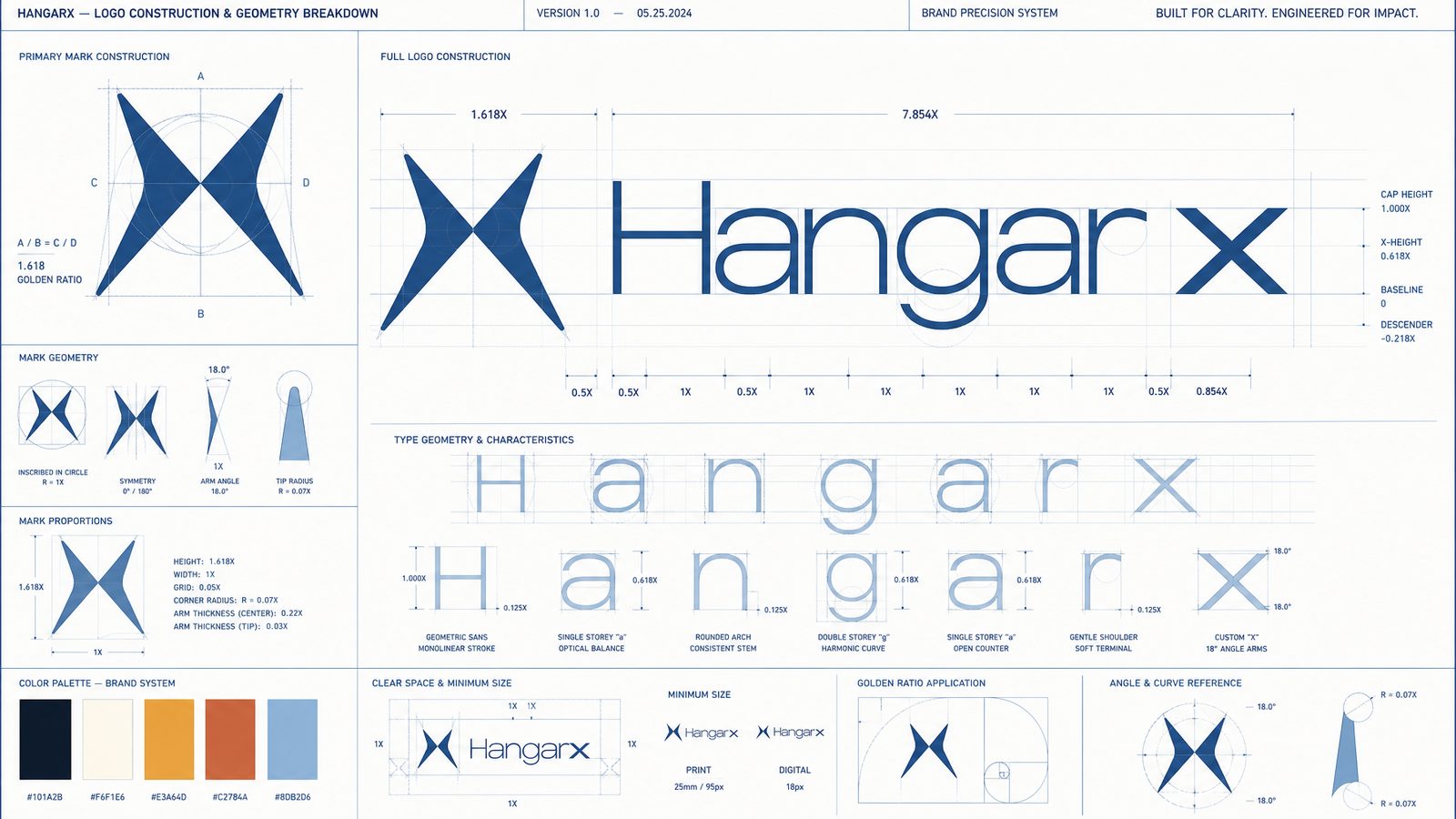 HangarX. Logo construction grid