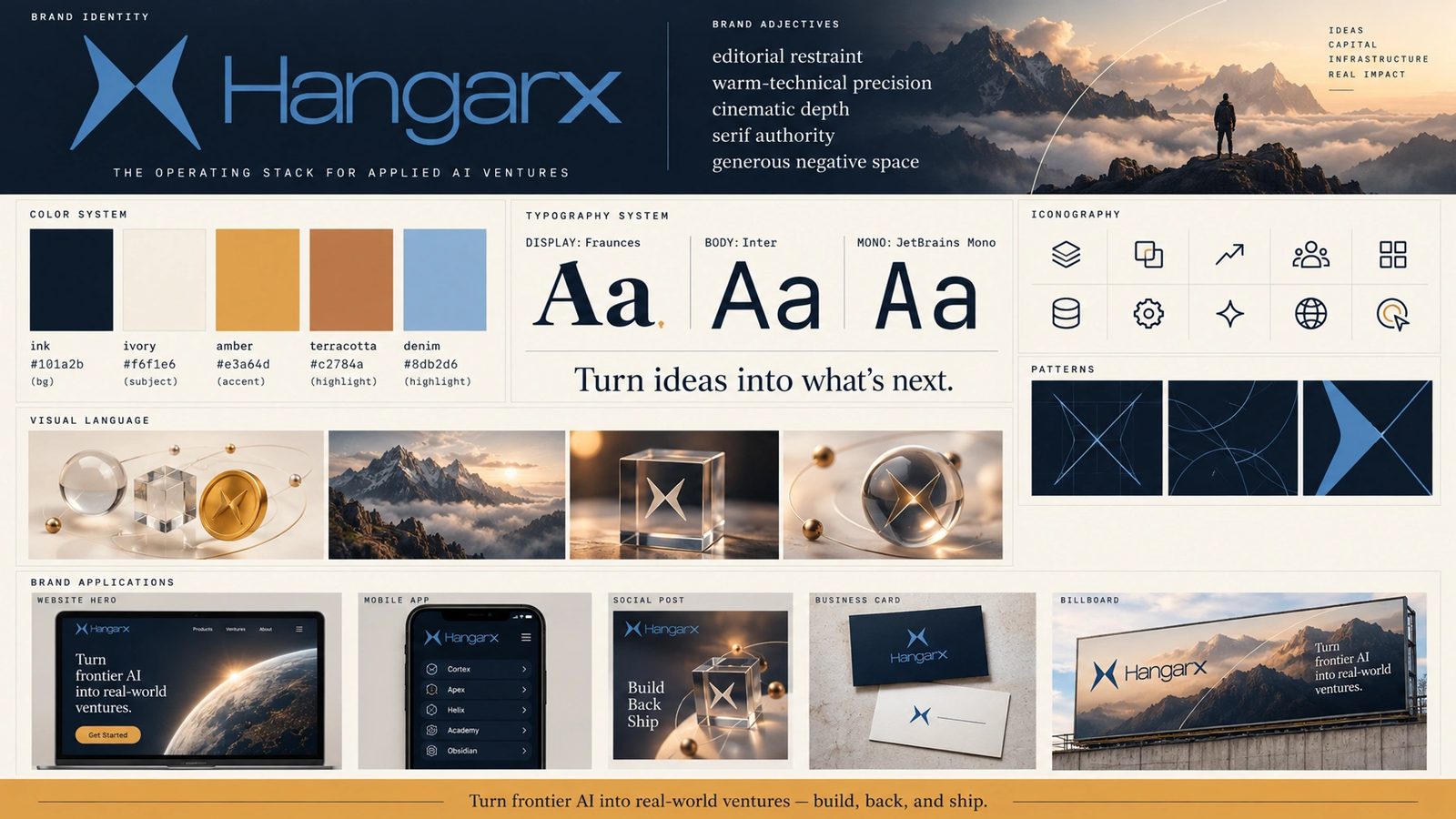 HangarX. Brand guidelines sheet